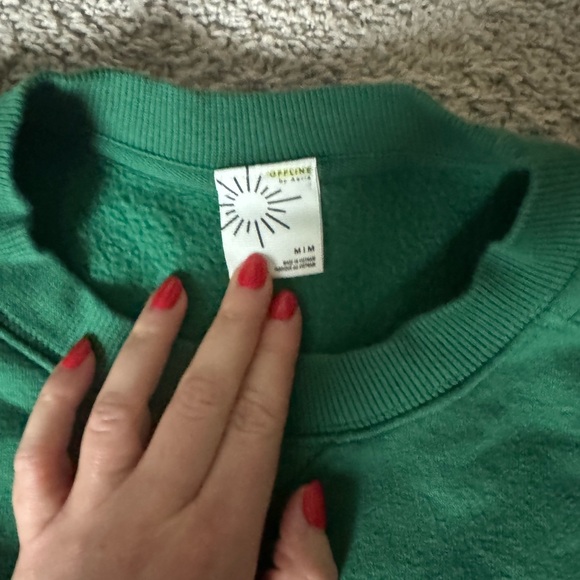 Aerie Offline Green Cropped Sweatshirt and Skort Set with pockets - Picture 4 of 5